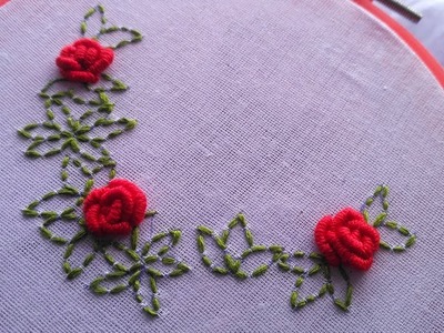 বুলিয়ান নট দিয়ে গোলাপ ফুল || Rose flower with bullion knot || How to make rose in embroidery