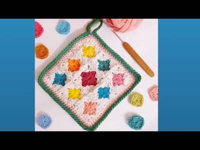 Crochet mini square dishcloth  Tutorial