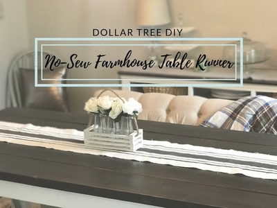 DOLLAR TREE DIY FARMHOUSE NO-SEW TABLE RUNNER|COLLAB WITH LIVING IT COUNTRY