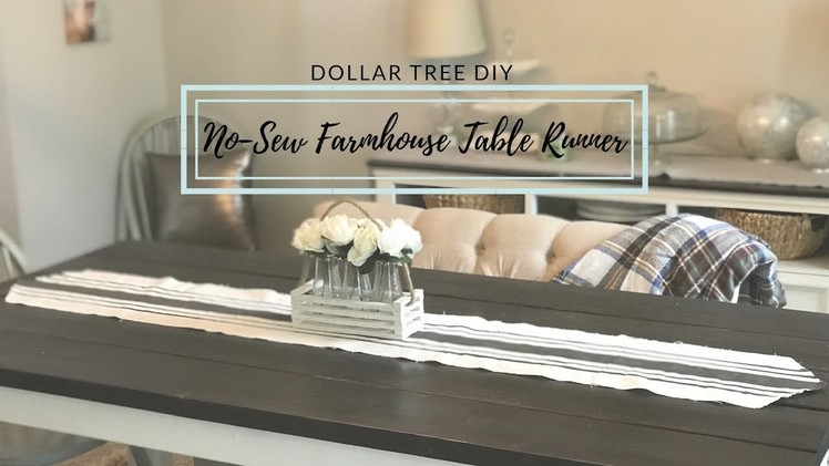DOLLAR TREE DIY FARMHOUSE NO-SEW TABLE RUNNER|COLLAB WITH LIVING IT COUNTRY