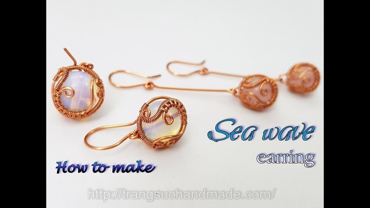 Earring inspired by sea waves with spherical stone - How to make handmade jewelry 451