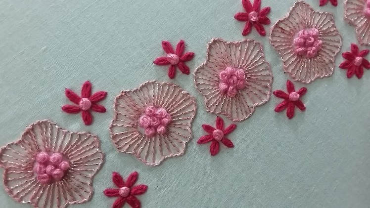 Hand embroidery of a simple and beautiful border design
