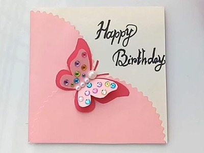 Handmade Butterfly Birthday card. Birthday card idea.