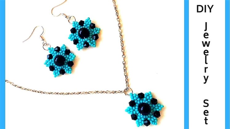 How to make.a jewelry set. DIY jewelry. Beaded earrings. Beaded pendant