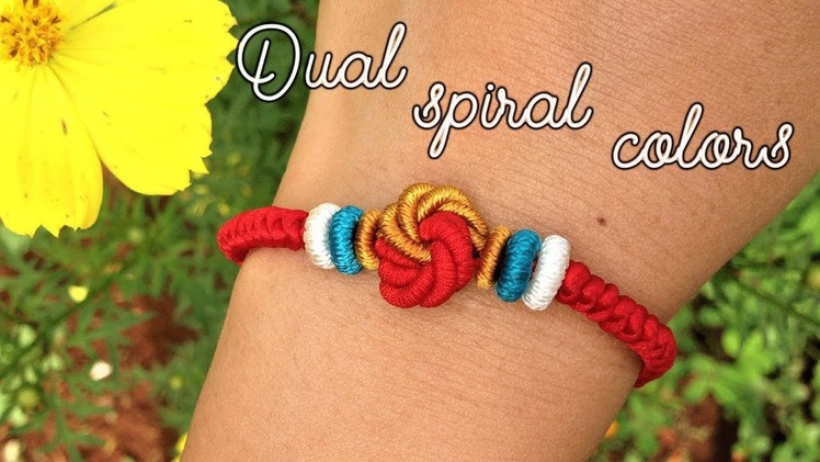 Macrame tutorial: Simple dual spiral colors bracelet - Hướng dẫn thắt vòng tay xoắn đơn giản