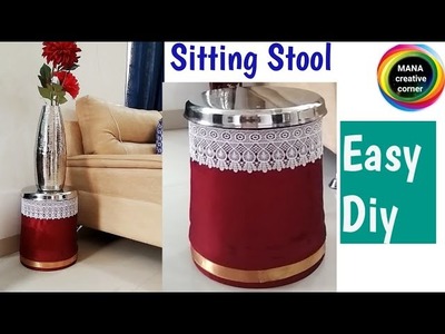 Old Paint Bucket craft# How to reuse waste Paint Bucket at Home#Diy Sitting Stool from waste bucket