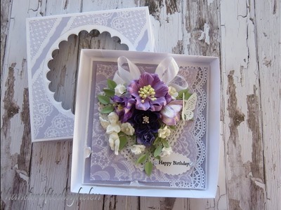 Purple lace and flowers shabby chic card