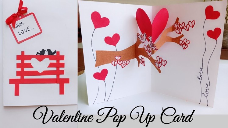 Valentine Love Birds Pop Up Card.Valentine Day Pop Up Card.Handmade Pop Up Card for Valentine Day