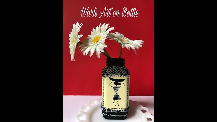Warli art on bottle with Acrylic Paint and Marker| Warli designs on bottle