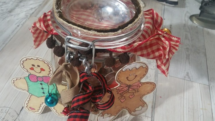 Altered Mason Jar with Shaker top (Gingerbread collab with sheshe crafts)