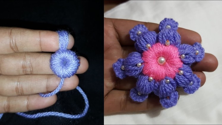 Amazing Finger Part 3 Beautiful Finger Trick Hand Embroidery Design Wool Flower