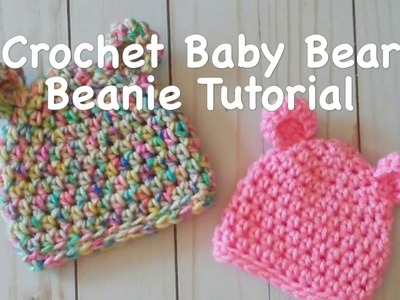 Baby Bear Hat Crochet Tutorial, How to - Newborn - Preemie Baby hat
