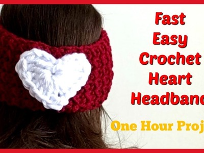 Crochet Heart Headband Earwarmer