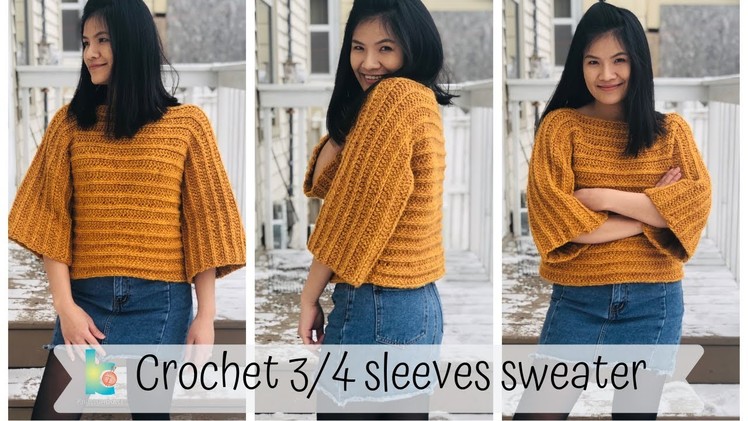 Crochet sweater 3.4 sleeves ( written pattern & tutorial )