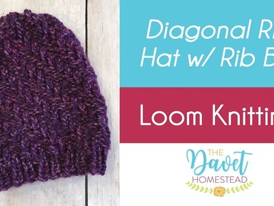 Diagonal Rib Hat with Rib Brim: Loom Knitting