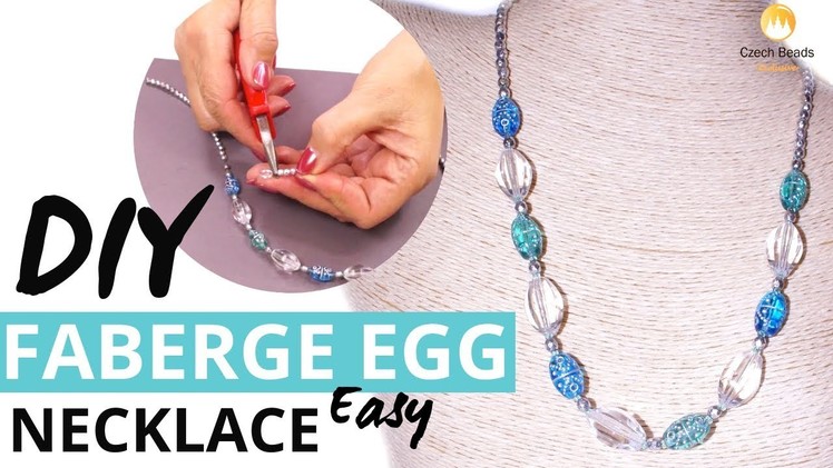 DIY How to Make Faberge Egg Beaded Necklace - Easy Jewelry Tutorial