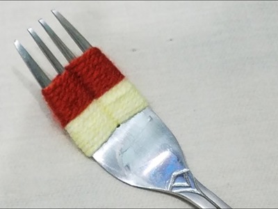 Hand Embroidery:Amazing trick #SewingHack Making Antique Double Colour Flower With Fork Part 20