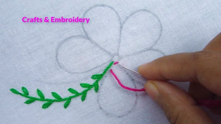 Hand Embroidery, Raised Chain Stitch flower, Easy flower embroidery