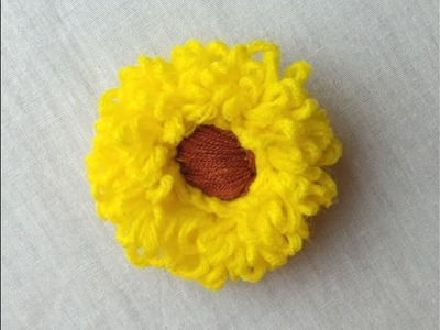 Hand embroidery sewing Sunflower design