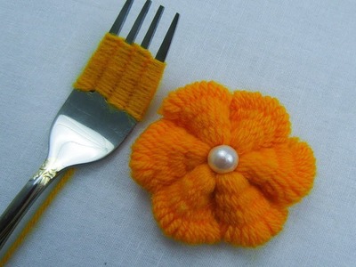 Hand Embroidery, Wool Flower Embroidery Trick with Fork, Easy Trick, Sewing Hack,Crafts & Embroidery