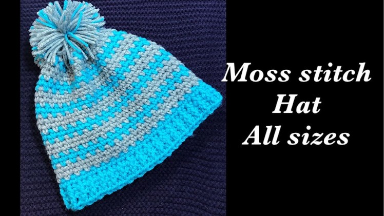 How to crochet adult women’s or men’s moss stitch beanie hat -ALL SIZES  by Crochet for Baby #175