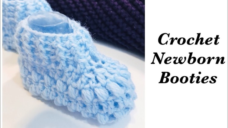How to crochet newborn baby boy | girl booties | shoes | socks - bean stitch - Crochet for Baby #174
