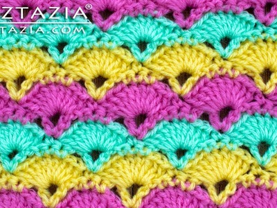 How to Crochet Offset Shell Stitch by Naztazia - Good for Blanket & Scarf
