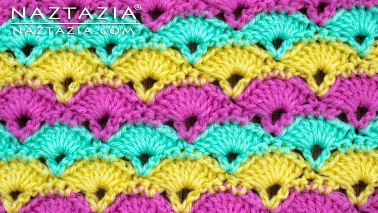 How to Crochet Offset Shell Stitch by Naztazia - Good for Blanket & Scarf