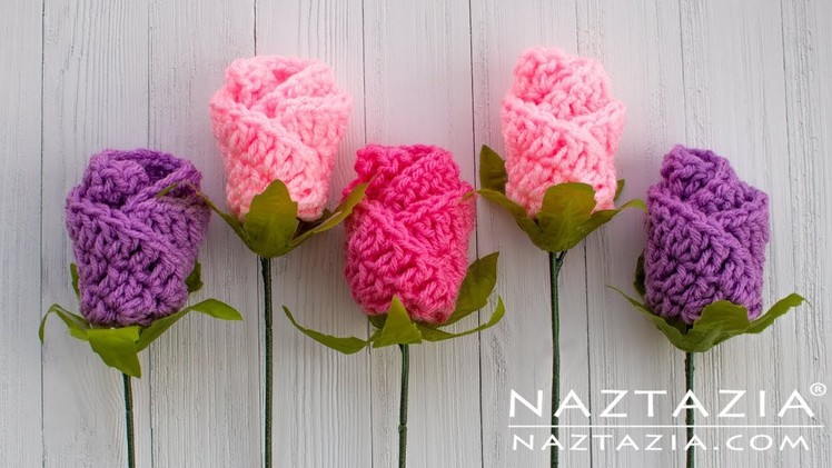 How to Crochet Simple Origami Rose Flower - Easy Trick by Naztazia