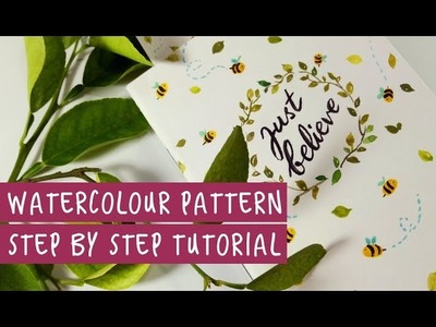 STEP BY STEP TUTORIAL: Bee-Leaf watercolour pattern