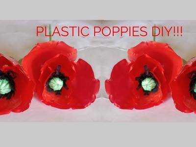 Thick plastic or polythene carry bag poppy flower