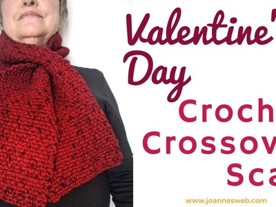 Valentine's Crochet Crossover Scarf - Crochet Moss Stotch Scarf