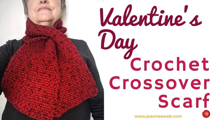 Valentine's Crochet Crossover Scarf - Crochet Moss Stotch Scarf