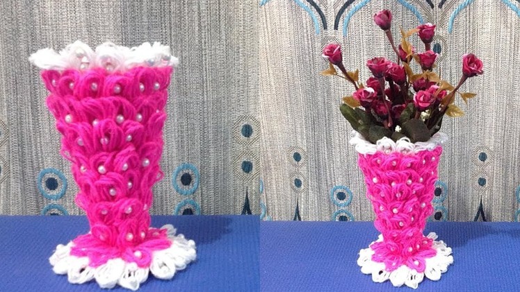DIY Flower vase making. How to make flower vase out of wool