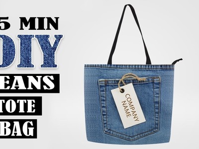 DIY NICE JEANS TOTE BAG SIMPLY TUTORIAL. Fast Making Purse Bag Design out Of Old Jeans