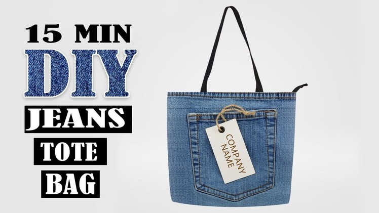DIY NICE JEANS TOTE BAG SIMPLY TUTORIAL. Fast Making Purse Bag Design out Of Old Jeans
