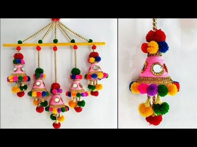 DIY Wall Hanging Out Of Waste Plastic Bottle and Wool. Home Decor Idea