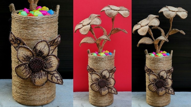 How to make decorative Jute flower vase | DIY Jute Flower Pot | Best out of waste Idea Using Jute