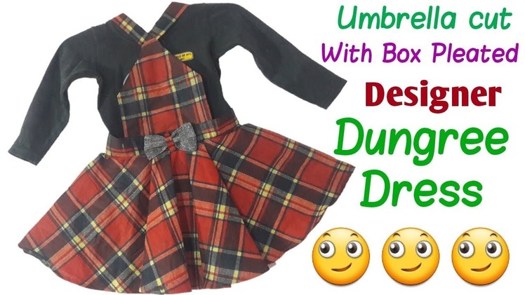 How to make Umbrella cut with Box Pleated Designer Dungree dress. by simple cutting