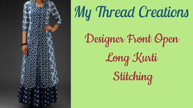 Long Front Open Kurti with Half Collar Stitching