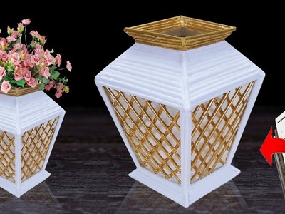 Newspaper flower vase || flower vase making || Best out of Waste ( Unique Idea)