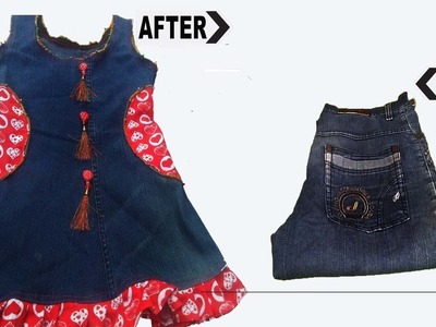 Quick Transformation Old Jeans Into Cute Baby Frock