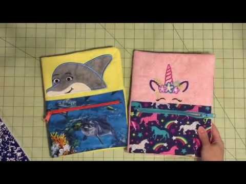 Sew and embroider a notebook cover with zipper pocket