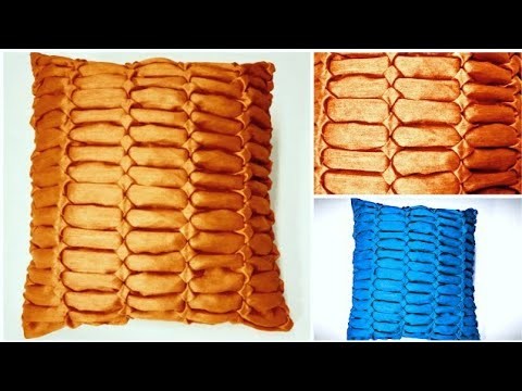 Smocking cushion cover design pattern making on silk cutting stitching in hindi at home punto