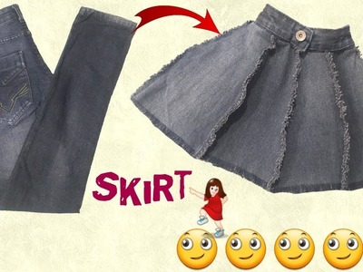 Very stylish and New design Skirt from Jeans. by simple cutting
