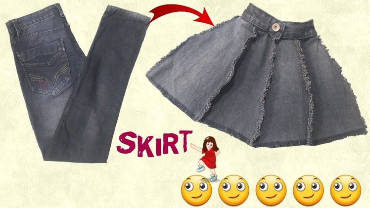 Very stylish and New design Skirt from Jeans. by simple cutting
