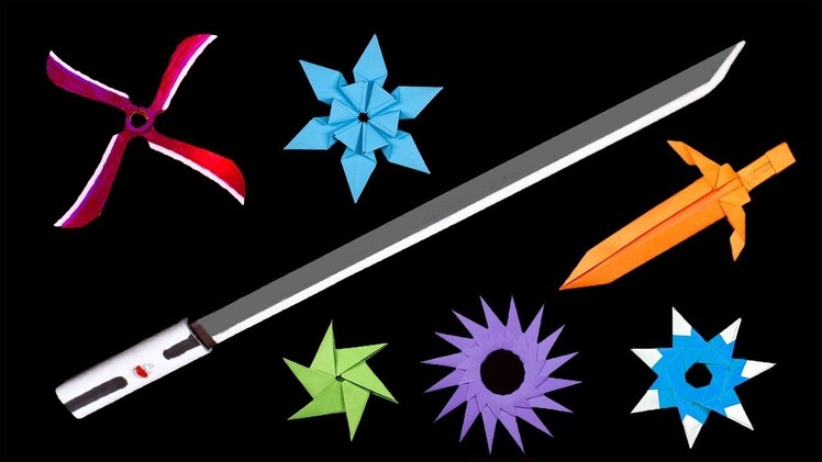 08 Easy Origami Ninja Star.Sword.Knife - How to make