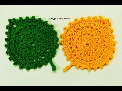 Crochet Coaster Placemat-Crochet Leaf Coaster-Crochet Leaf Coaster Pattern-How to crochet a coaster