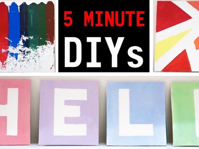 DIY ROOM DECOR! 5 Minute Easy Pinterest & Tumblr Crafts -  Canvas Wall Art Ideas | #DIYWithHeli
