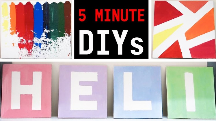 DIY ROOM DECOR! 5 Minute Easy Pinterest & Tumblr Crafts -  Canvas Wall Art Ideas | #DIYWithHeli